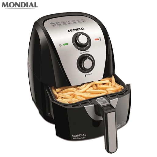Fritadeira Air Fryer Mondial Grand Family 5 Litros AF17 Preto Prata fritar alimentos batata frita